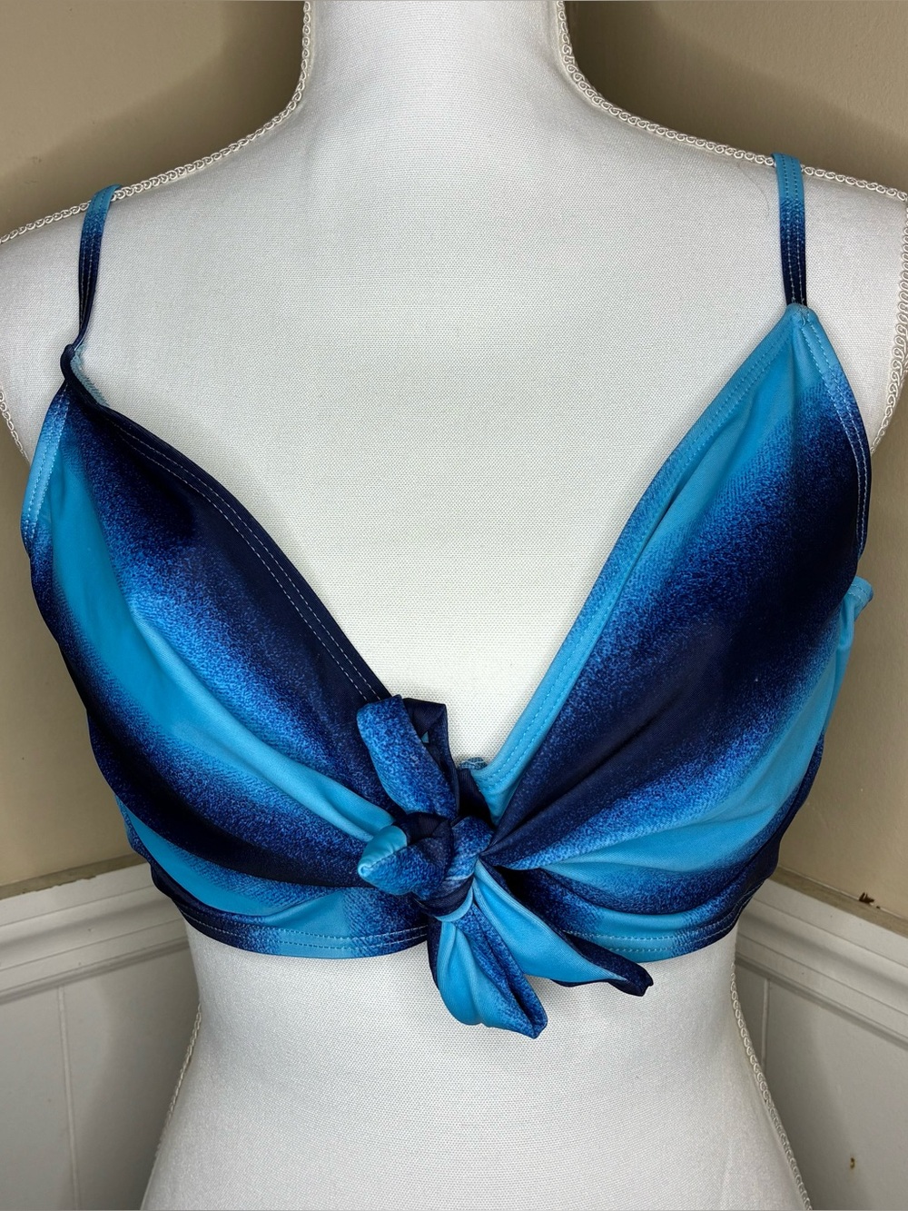 Y2K Blue Ombre Tie Front Bikini Top 3X